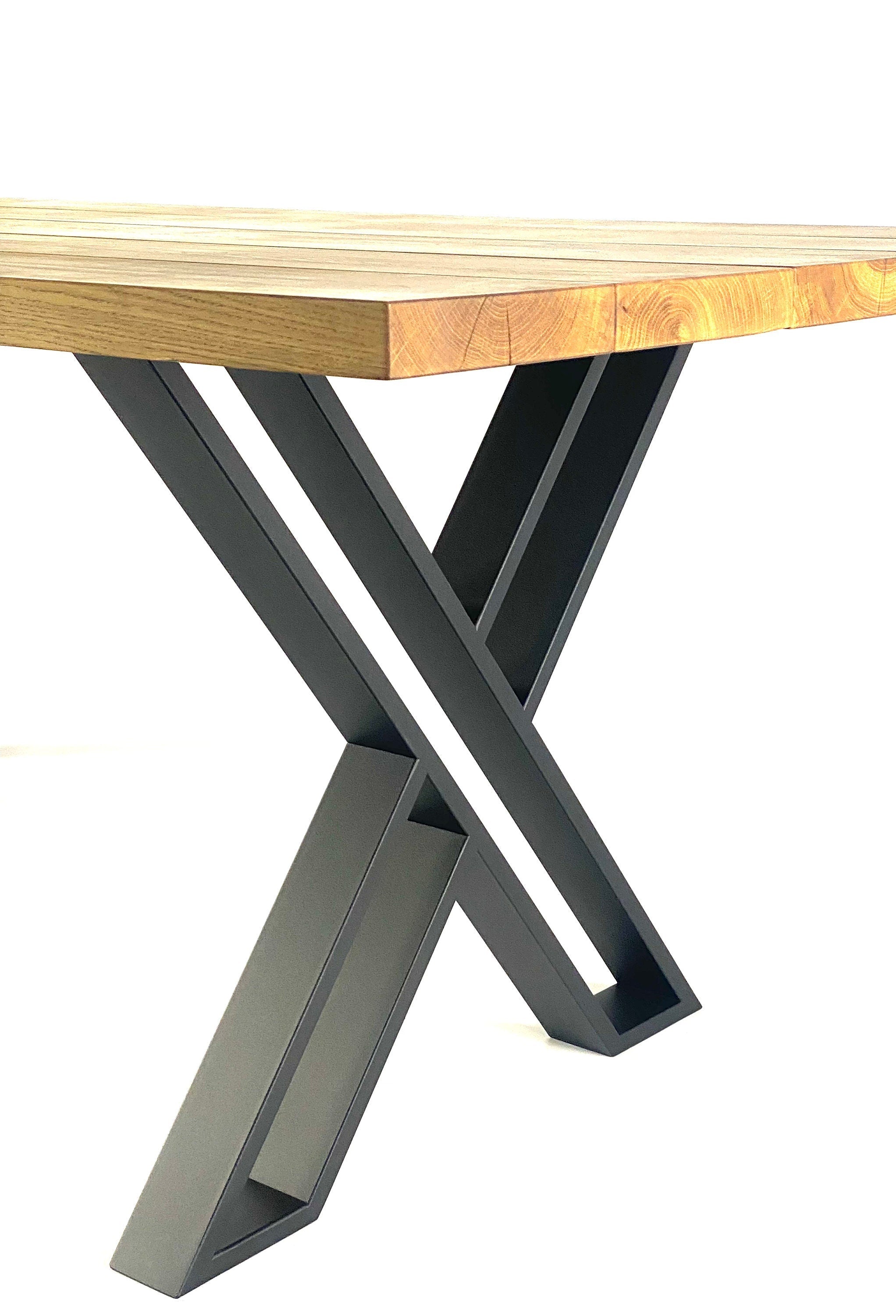 SET of 2 X-style dining table legs, Industrial style table legs, Steel metal table legs, Dining table legs, Kitchen table legs