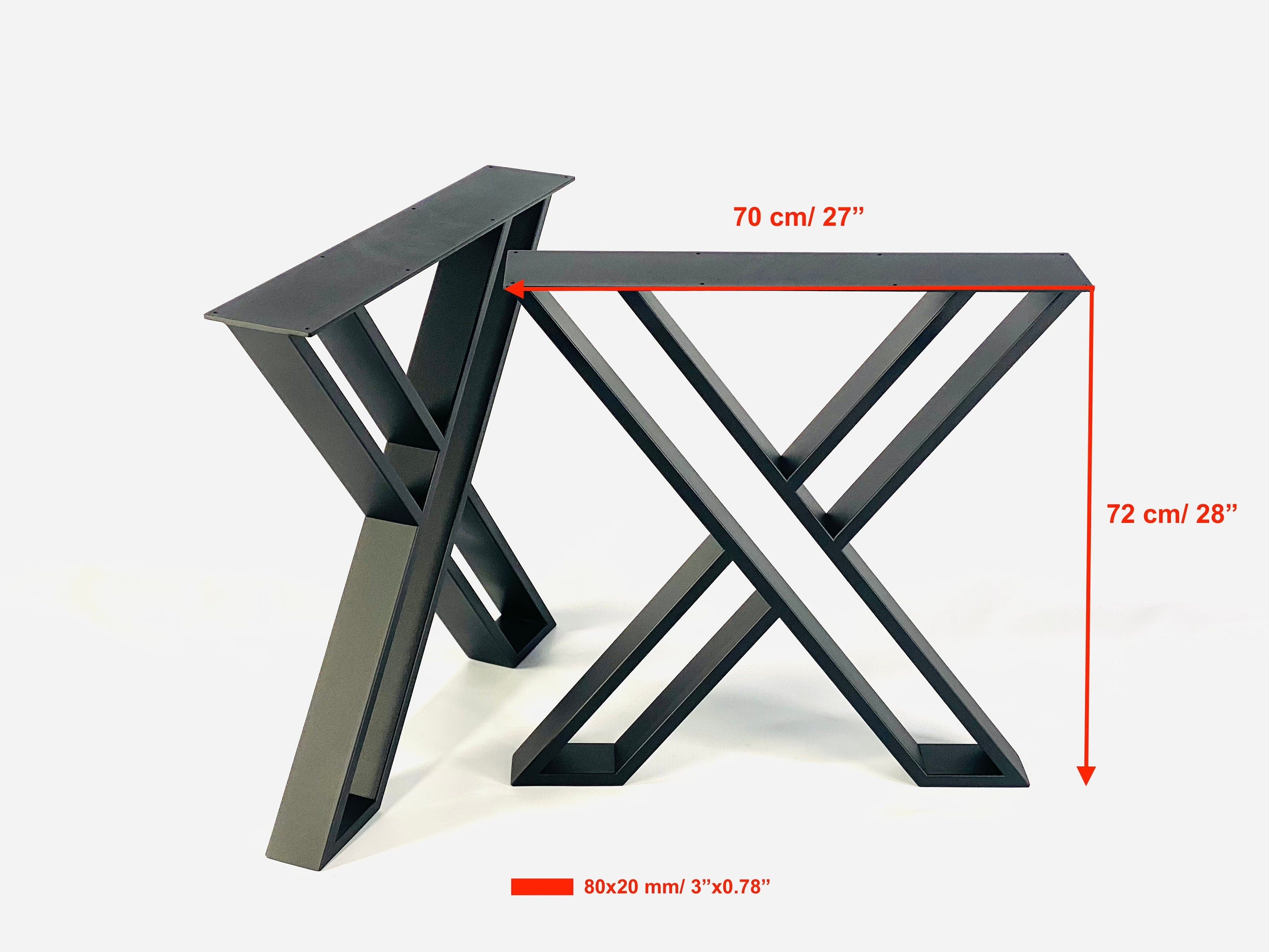 SET of 2 X-style dining table legs, Industrial style table legs, Steel metal table legs, Dining table legs, Kitchen table legs