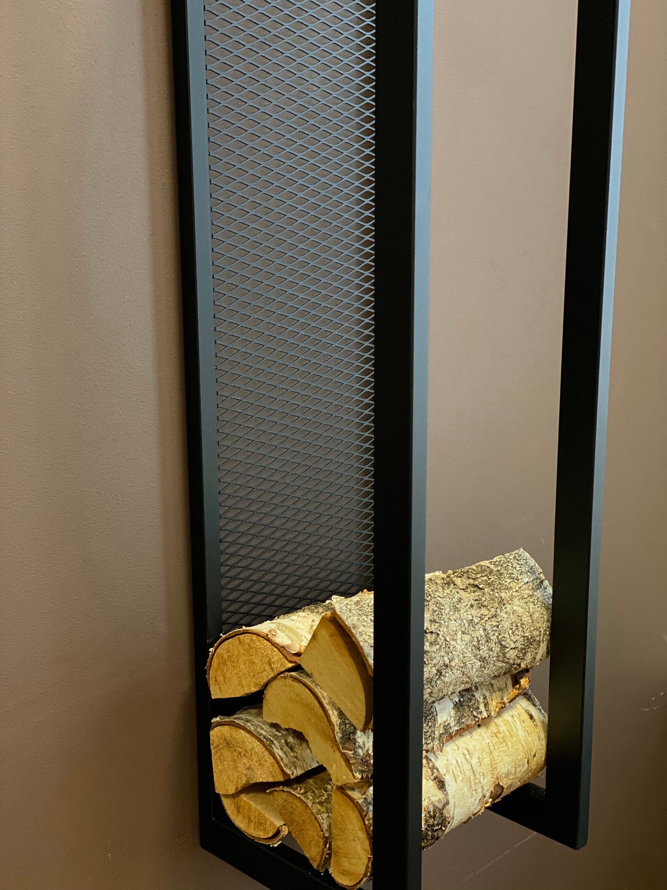 ELEGANT WALL FIREWOOD rack with wall protector/ steel sieve