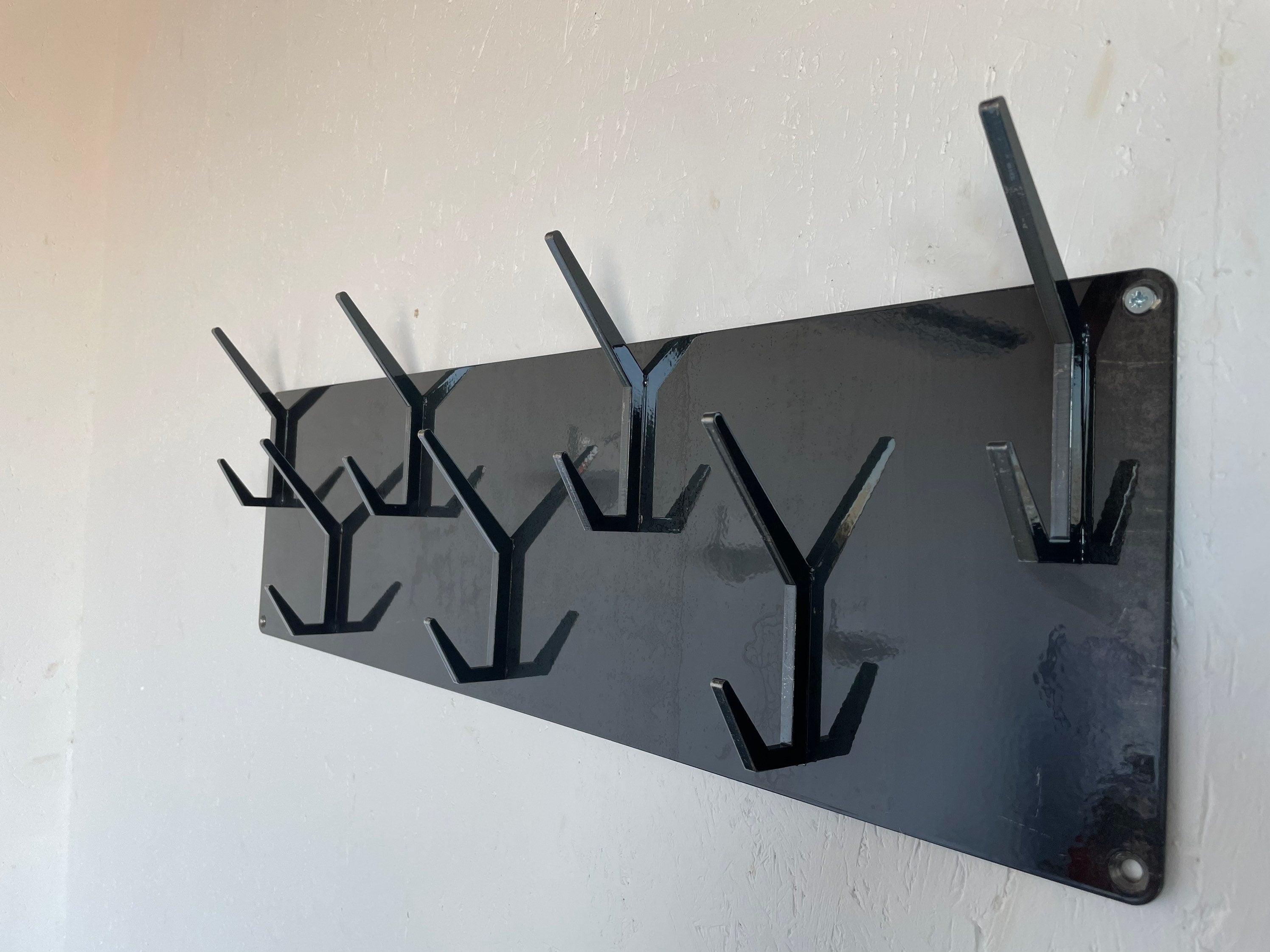 Industrial style steel coat & hat rack covered with powder coating/ RAW STEEL + LACQUER