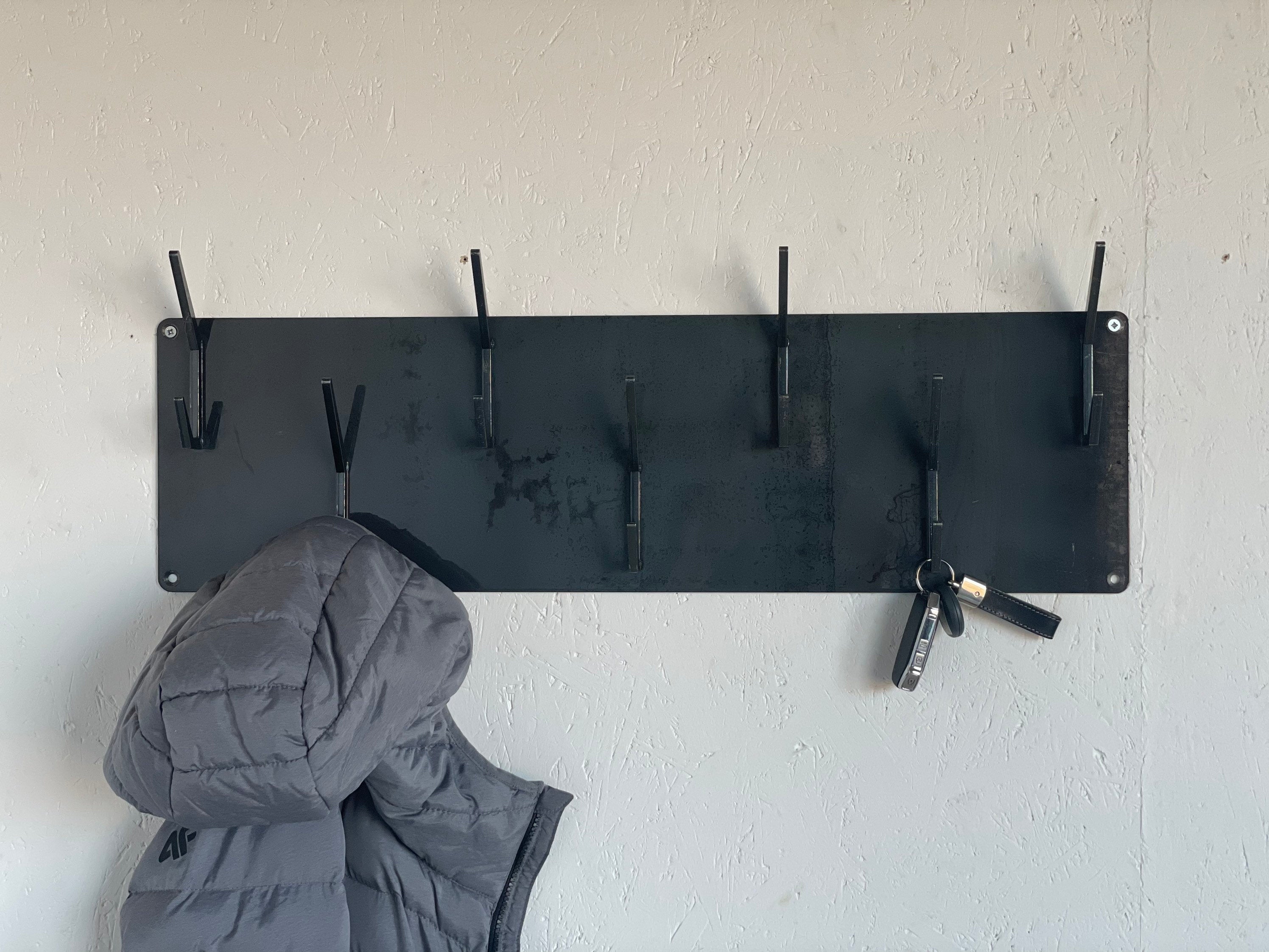 Industrial style steel coat & hat rack covered with powder coating/ RAW STEEL + LACQUER