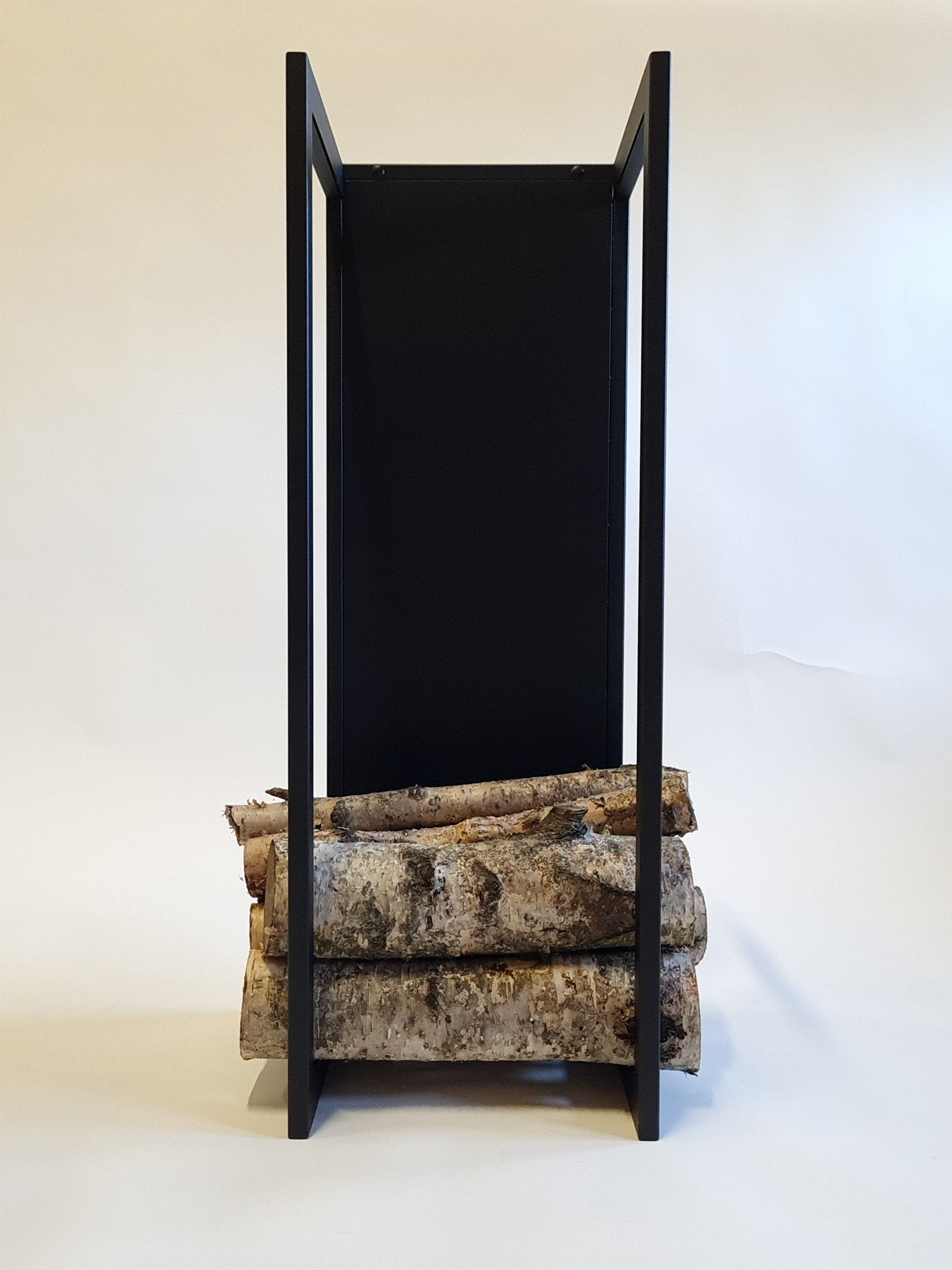 ELEGANT WALL FIREWOOD rack with wall protector/ metal plate/ Larger size