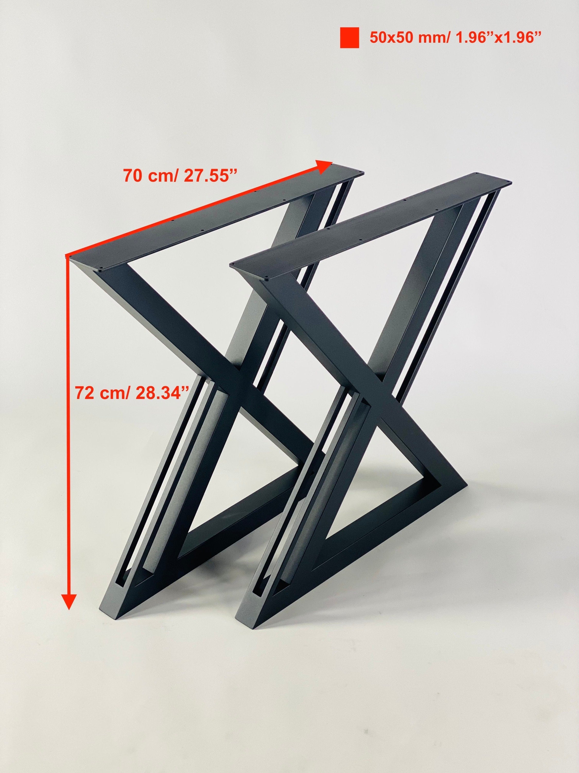 High quality SET of 2 X-type dining table legs, Industrial style table legs, Steel metal table legs, Dining table legs, Kitchen table legs