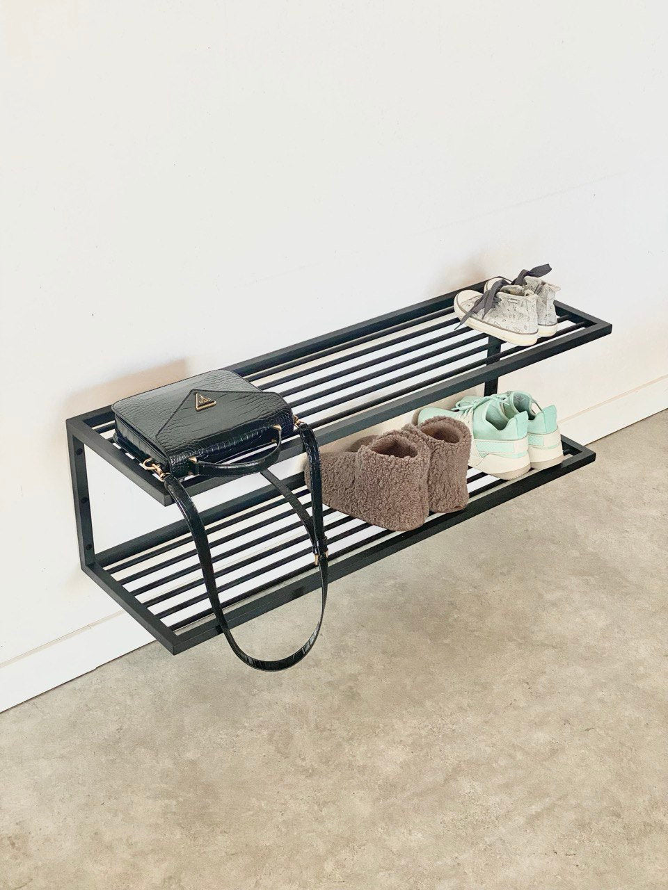 Wall mounted industrial style STEEL SHOE RACK