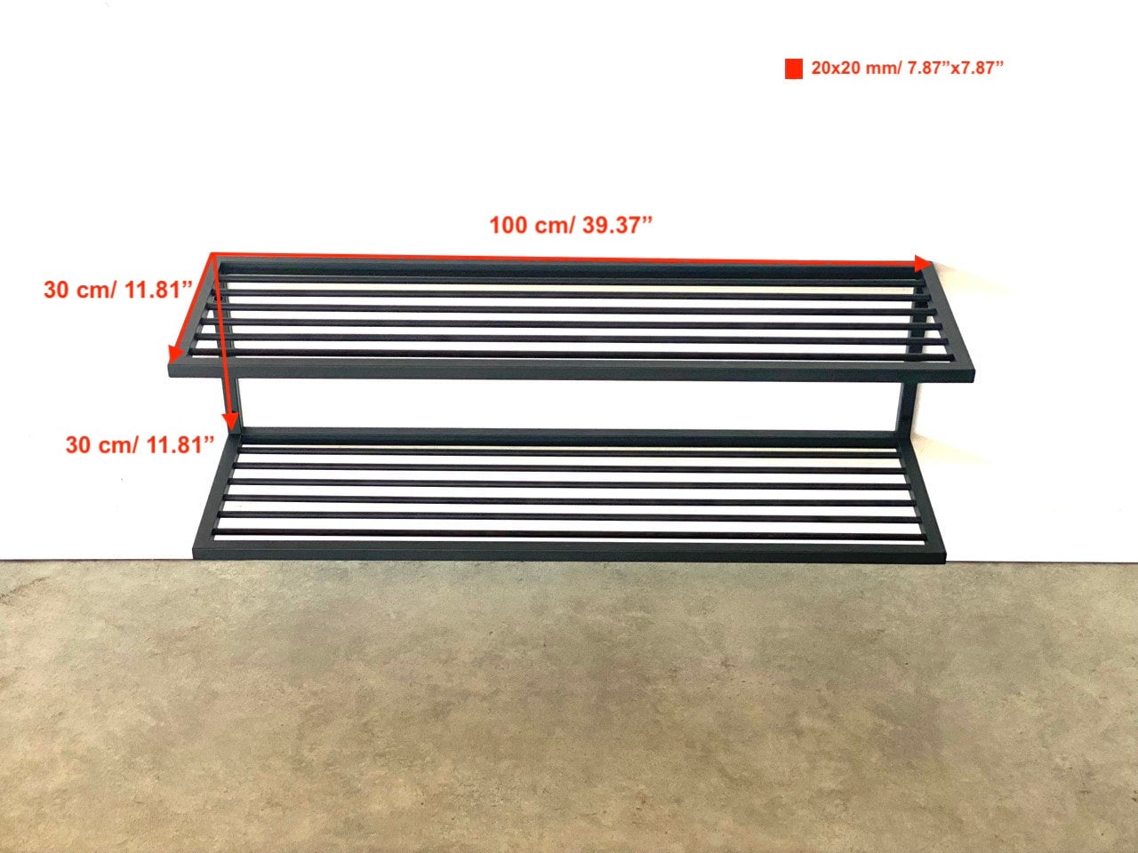 Wall mounted industrial style STEEL SHOE RACK