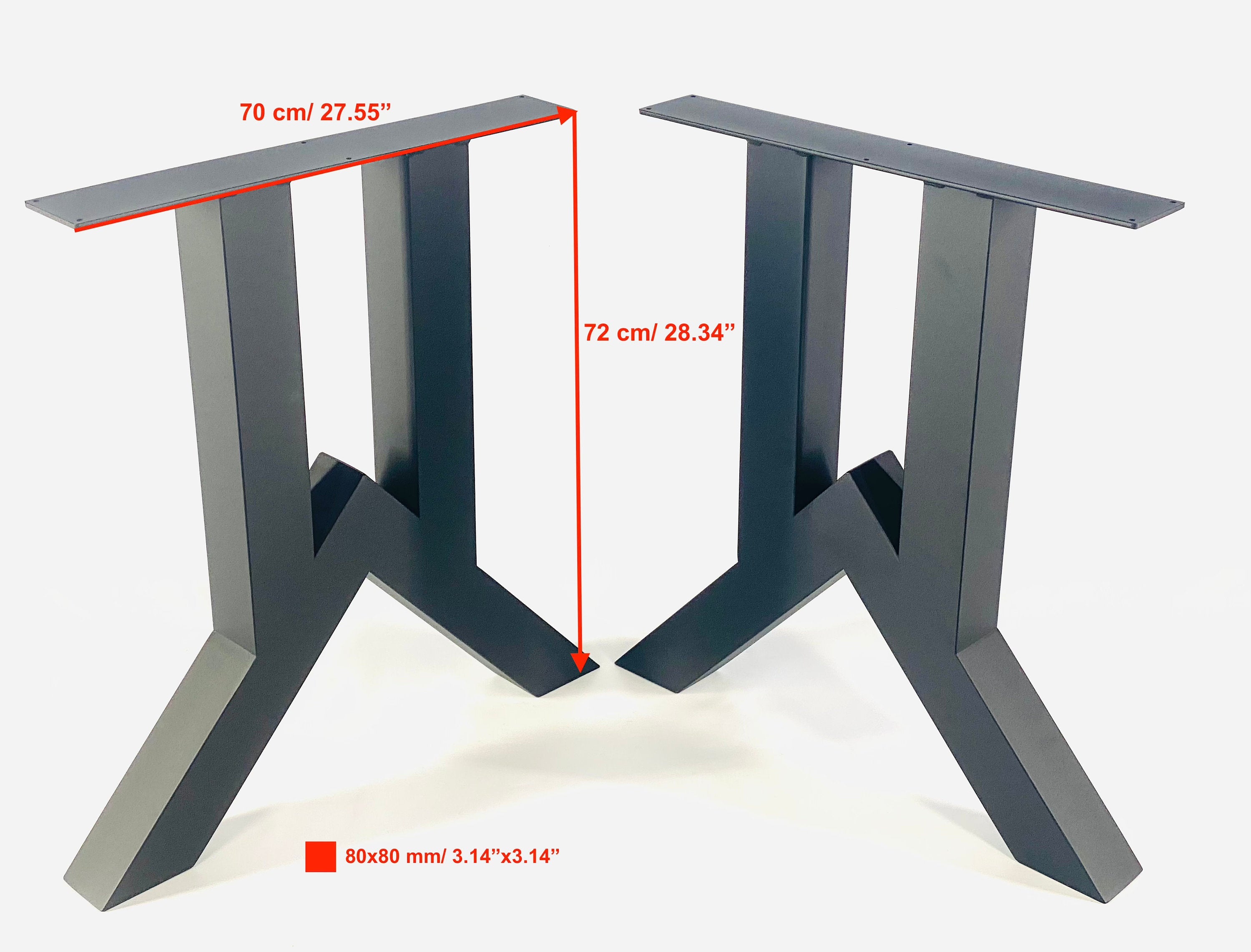 High quality industrial style steel dining/kitchen table legs for round, square, rectangular or oval table top, SET OF 2